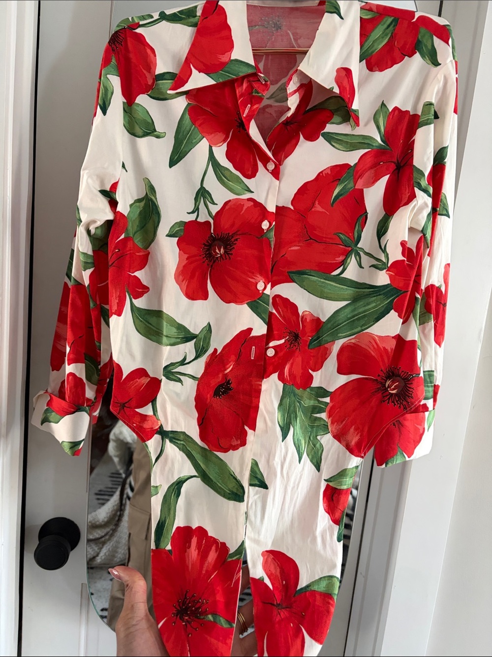 MANGO Floral Tie-Front Blouse - Red & Green - Picture 3 of 4